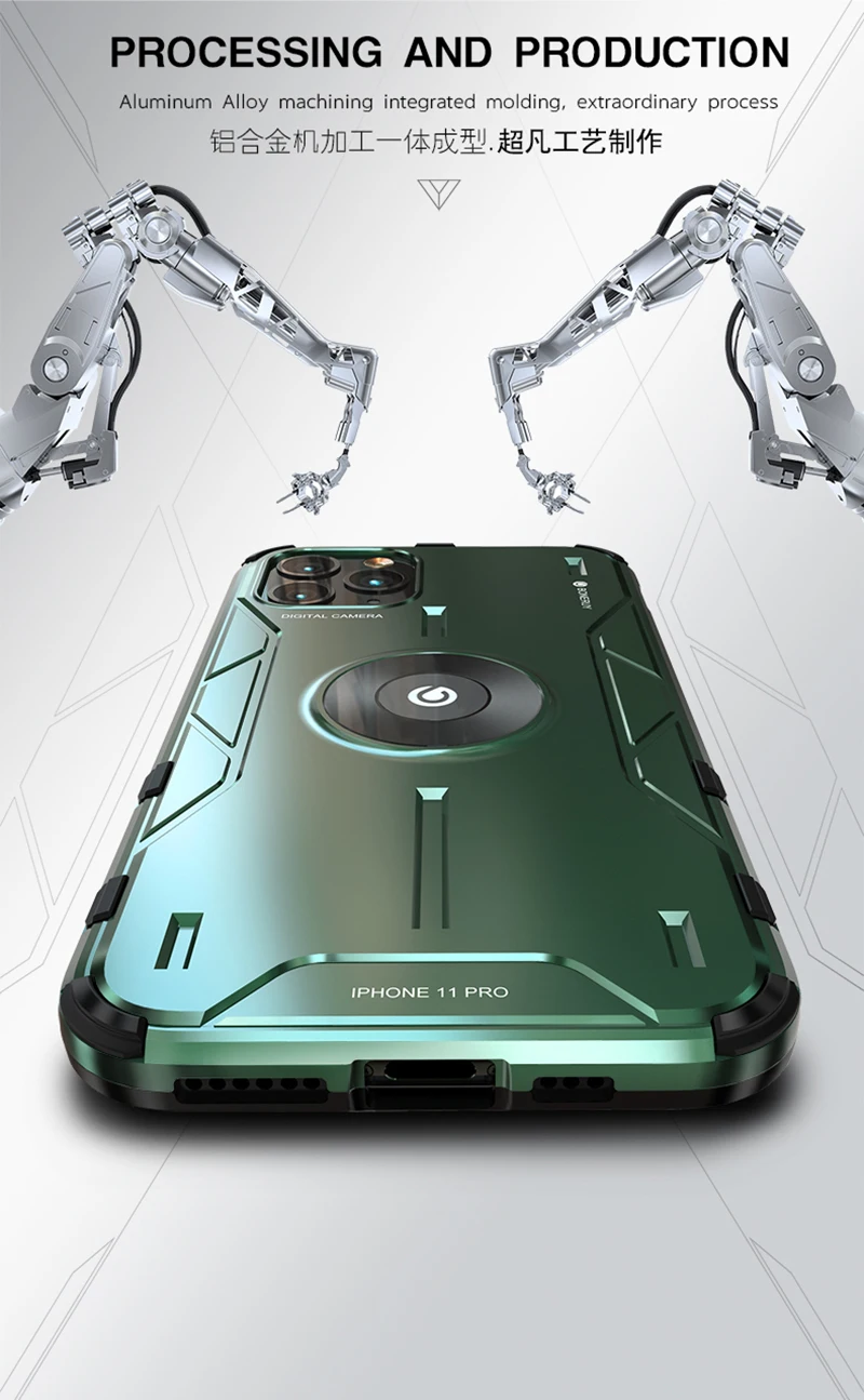 Бронированный Алюминиевый металлический чехол для iPhone 11 Pro Max, чехол, волшебный мягкий Силиконовый противоударный чехол для телефона для iPhone X XS MAX XR Coque