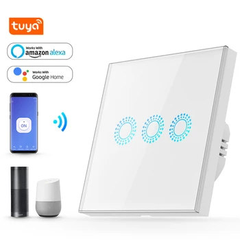 

Tuya WiFi Smart Switch EU 86 Touch Wall Switch 1 2 3 Gang Alexa Compatible Light Switch 10A 90-250V Timer Function Google Home