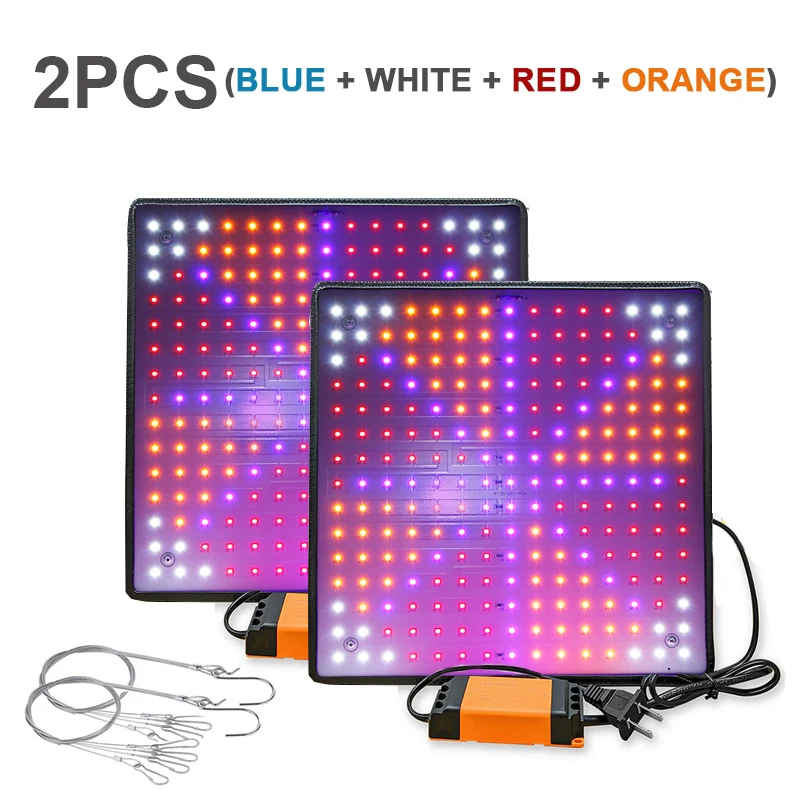 2pcs multiple colour Комнатный светодиодный светильник 1000 Вт 3500 К, панель для выращивания, полный спектр, фито-лампа для цветов, лампа для растений, теплый белый светодиод, фитолампа, тент для выращивания - Испускаемый цвет: 2pcs multiple colour