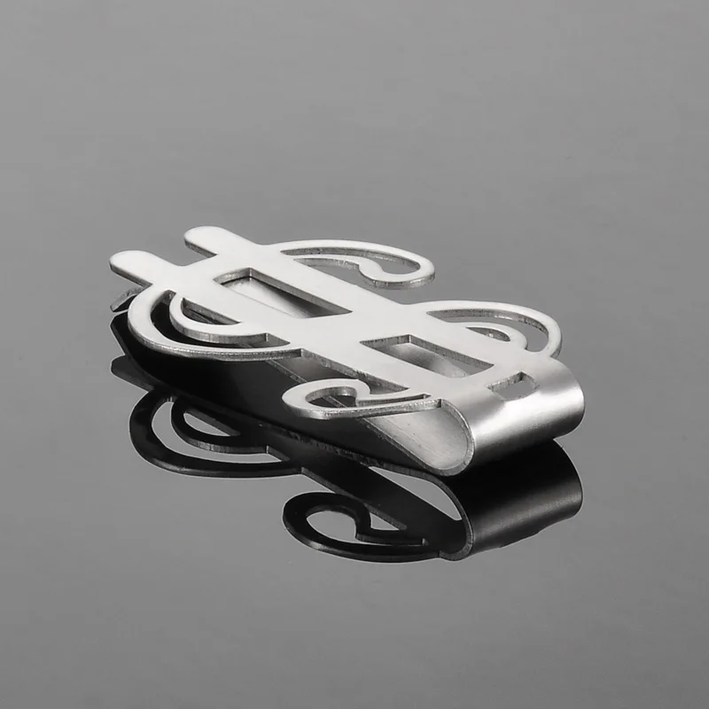 

Special Offer White K Shiny Side Brushed Stainless Steel American Dollars Symbol Wallet Creative Money Clip Card Clamp Document
