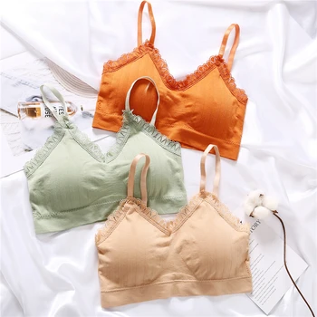 

Clearance Sales Bra Cute Solid Color Girl Underwear Lace Gathers No Rims Sports Sleep Gathering Comfort 5 Colors In Daily