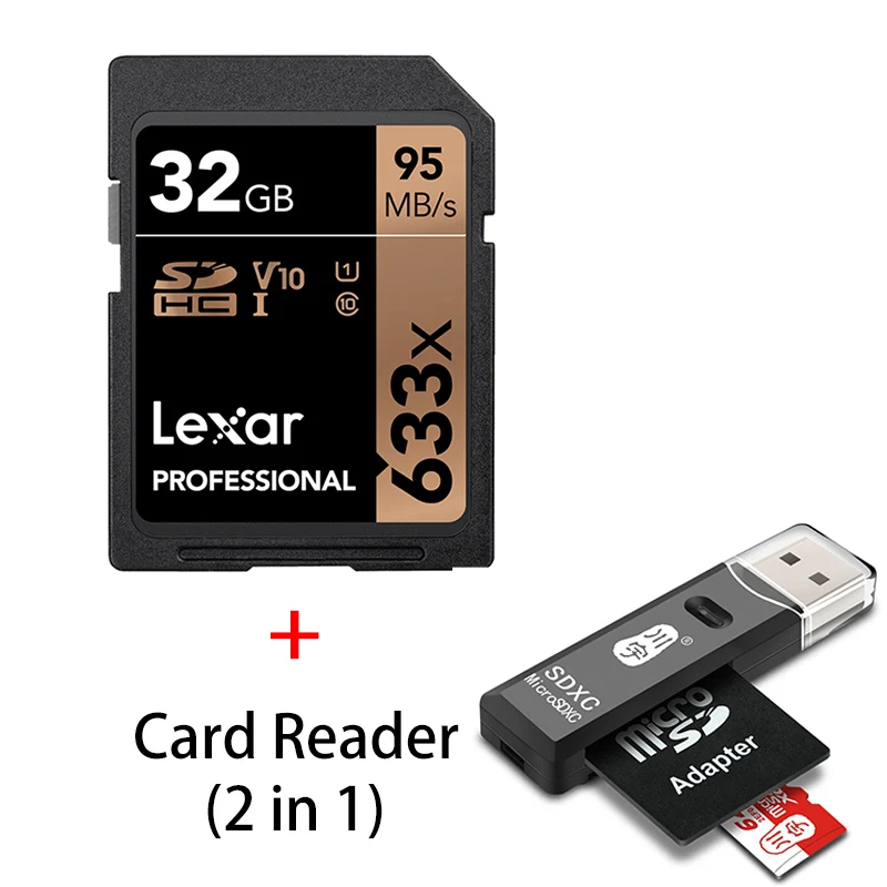 SD633X-032G-C296 Lexar 633X sd-карта 32 Гб 128 Гб 64 Гб 256 ГБ 512 Гб 16 Гб класс 10 U1/U3 V30 карта памяти 32 64 128 ГБ Флэш-карта SD памяти SDXC SDHC - Емкость: SD633X-032G-C296