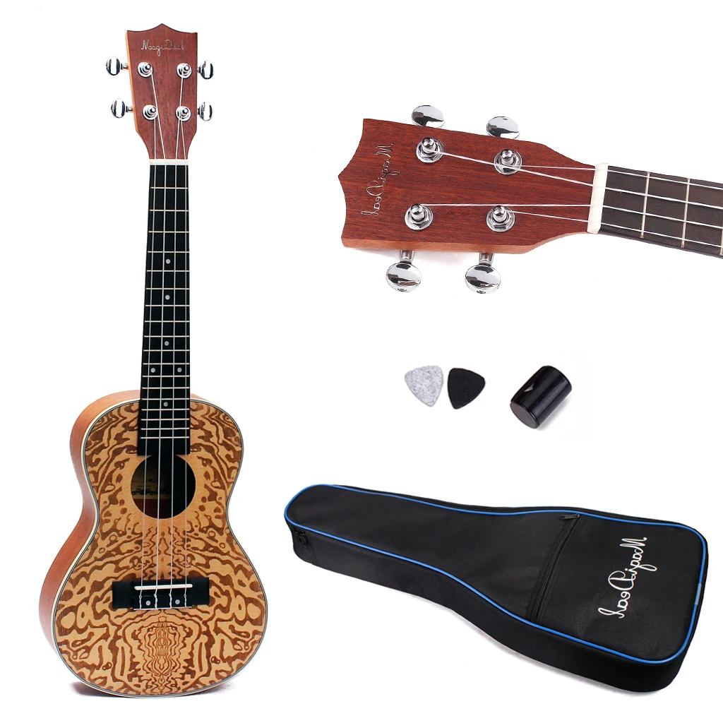 

24' 18 Frets Spruce Soprano Ukulele 4 Strings Hawaiian Guitar Brown
