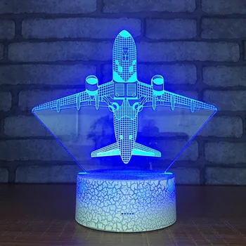 

New Remote Control Boeing Air Plane 7 Color Lamp 3d Visual Led Night Lights For Kids Touch Table Lampe Model Airplane Aircraft