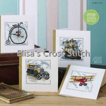 

CD166 14ct DIY Greeting Card Art Popular Full Set CrossStitch Greeting Card Birthday Christmas Gift Kit Car Plane Ship Bike