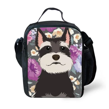 

Customzied Insulated Lunch Bag for School Kids Cute Animal Schnauzer Lunch Bags Women Children Kids Thermal Bag Lunch Bolsa