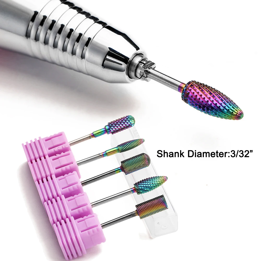 Nail Drill Bit Nail Art Tool Manicure Tools 29 Type Nail Drill Bits For Electric Drill Manicure Machine Accessory Rainbow Tungsten Carbide Ceramic Milling Cutter Nail Files