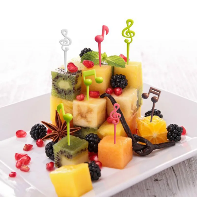 16pcs/lot Musical Note Fruit Fork Children's Stick Fancy Bento Decoration MF | Дом и сад