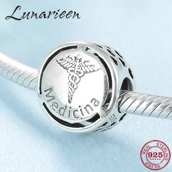 

Authentic 925 Sterling Silver Charms Medicina Sign Charms beads Fit Original europeu Charm Bracelet Jewelry making