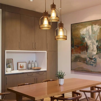 

Retro Industrial Style American E27 Art Cage Led Pendant Lamp High Quality Metal Creativity Loft Bar Cafe Decorate Hanging Lamp