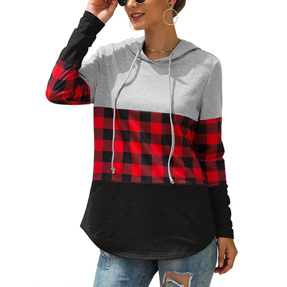 

Female Stitching Hooded Drawstring Sweatershirt Casual Long-sleeved Ladies Sweatershirts Autumn Long Sleeve Hoodies Pullover N23