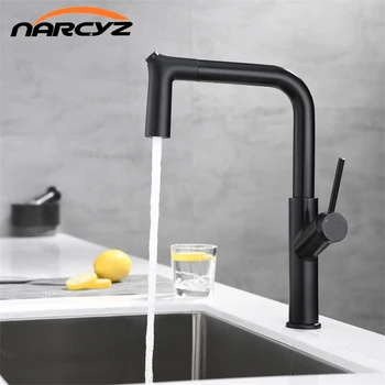 

Kitchen Faucets Black Single Handle Pull Out Kitchen Tap Single Handle Swivel 360 Degree Water Hot and Cold Mixer Tap XT-241