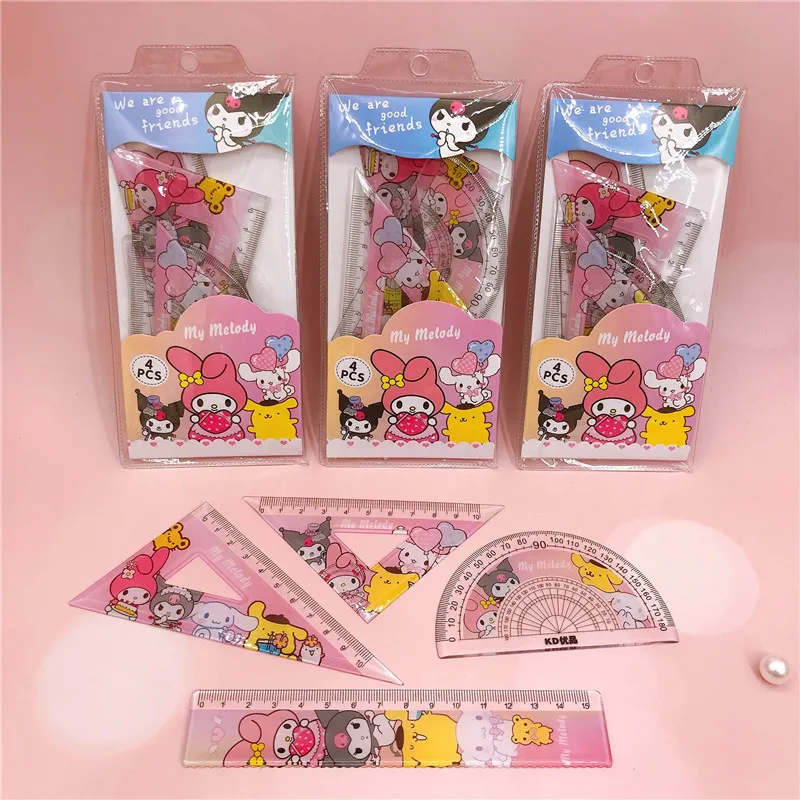 4pcs Cartoon Student School Supplies My Melody Ruler Sanrio hello kitty