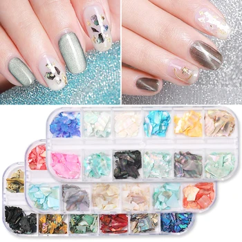 

1 Box 3D Nail Decoration Colorful Shell Mixed Irregular Shell Sheet Tinfoil Rhinestone Nail Art Accessories