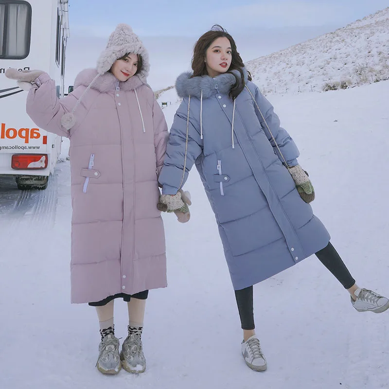 

Photo Shoot 2019 Winter New Style Cotton Coat Women's Korean-style Loose-Fit Hooded Large Fur Collar Casual Mid-length Cotton Ov