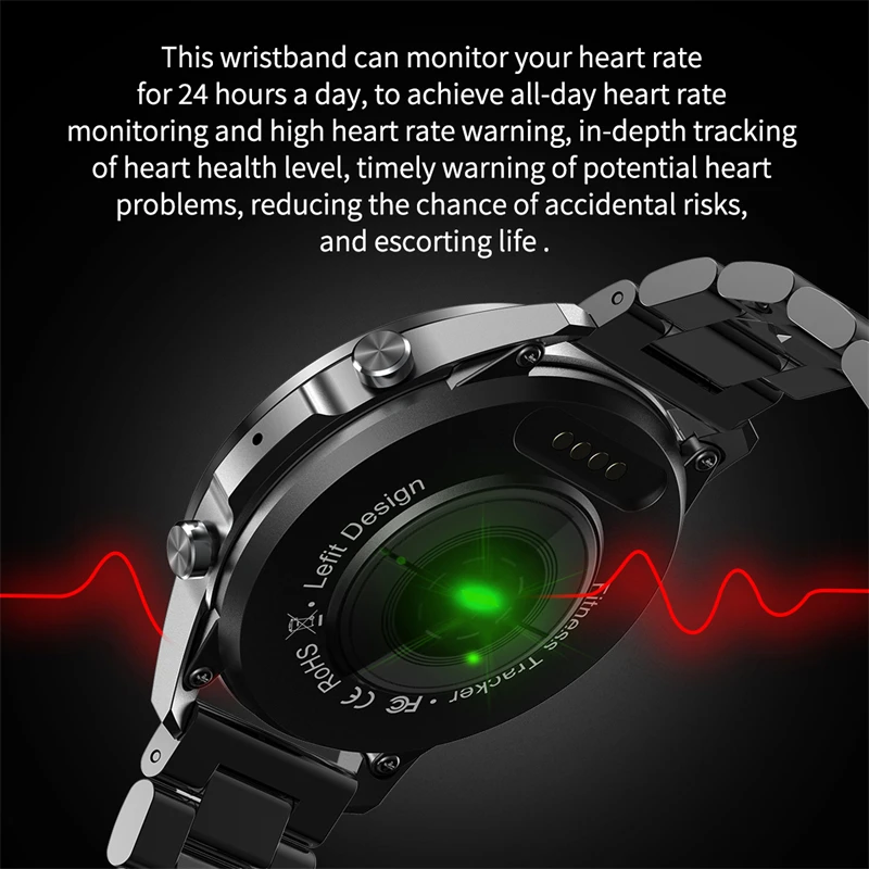 LIGE - Reloj inteligente para hombre, accesorio de pulsera resistente al agua IP68, con llamadas, Bluetooth, completamente táctil, rastreador de Fitness y presión arterial, 2021 - Imagen 4