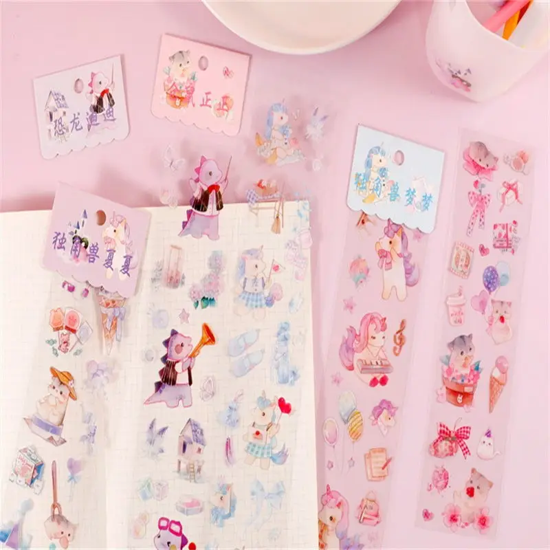 

Creative Cute Cartoon Character Hand Account Sticker Strip Tape Creative Transparent Sticker Kindergarten Student Gift