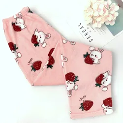 Winter Women's Plush Pajama Pants Warm Home Pants Cheap Loose Comfortable Elastic Waist Cute Cartoon