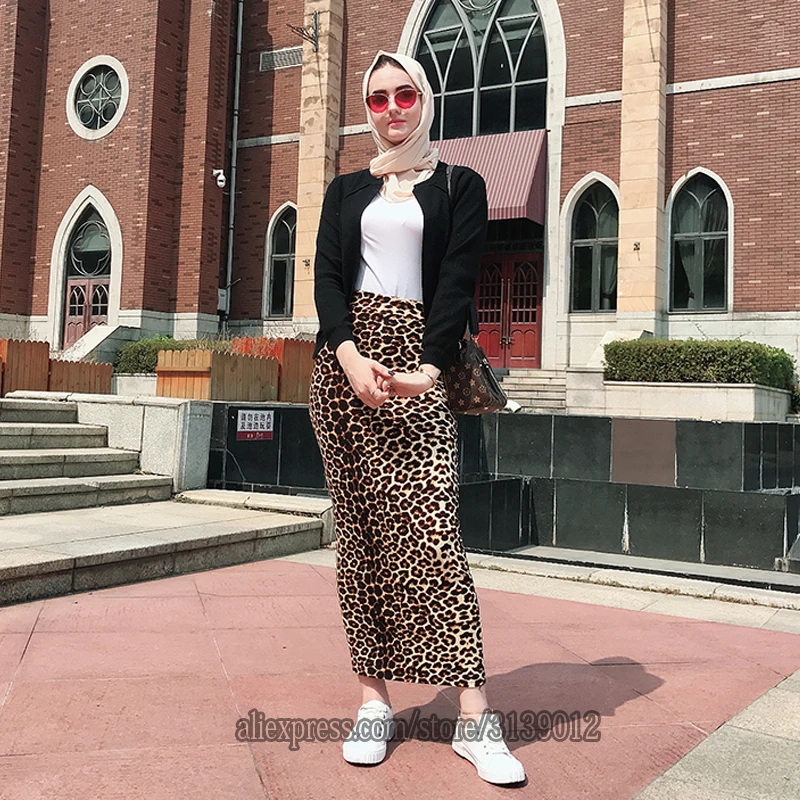 Faldas Mujer Moda Leopardo зимняя абайя мусульманская леопардовая длинная юбка-карандаш с высокой талией Jupe Longue Femme юбки для женщин