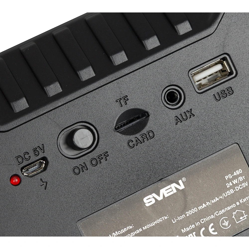 Колонка порт. Sven PS-480 черный 24W 2.0 BT/USB 10м 2000mAh