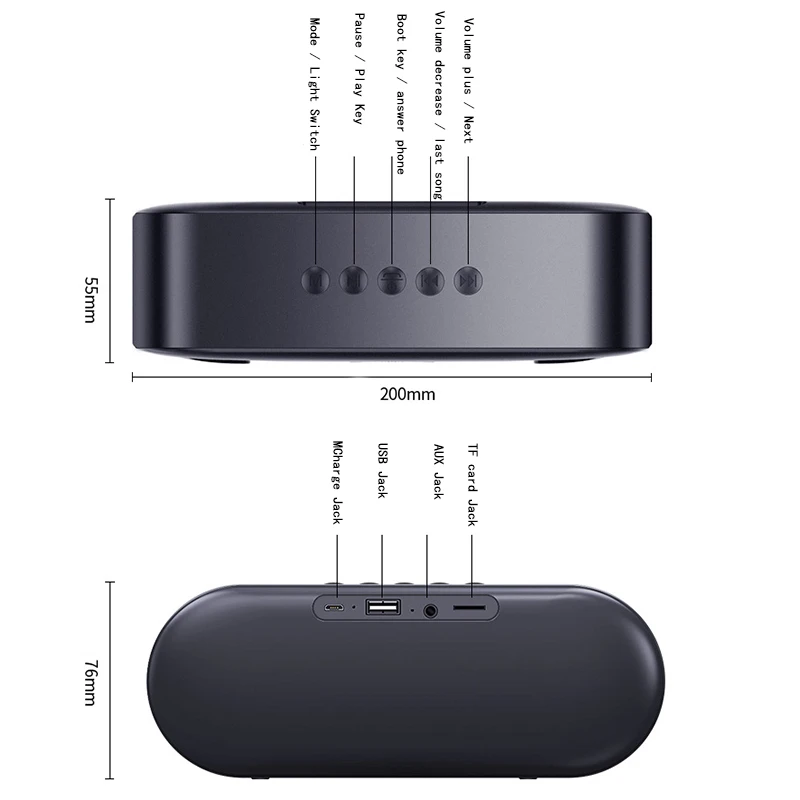 Открытый динамик беспроводной портативный Bluetooth динамик Led сабвуфер 4D Hifi стерео Бас громкий динамик Настольный ПК звуковая коробка