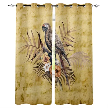 

Spring Flowers Birds Parrot Retro Pattern Window Curtains Polyester Fabric Living Room Curtain Home Decor