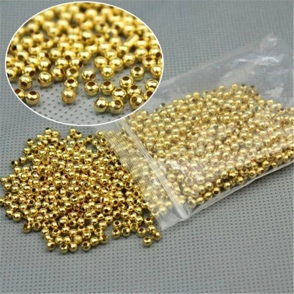 500 шт 3 мм бусины для изготовления ювелирных изделий металлический шар золотые серебряные бусины Женские аксессуары, браслеты - Цвет: Gold