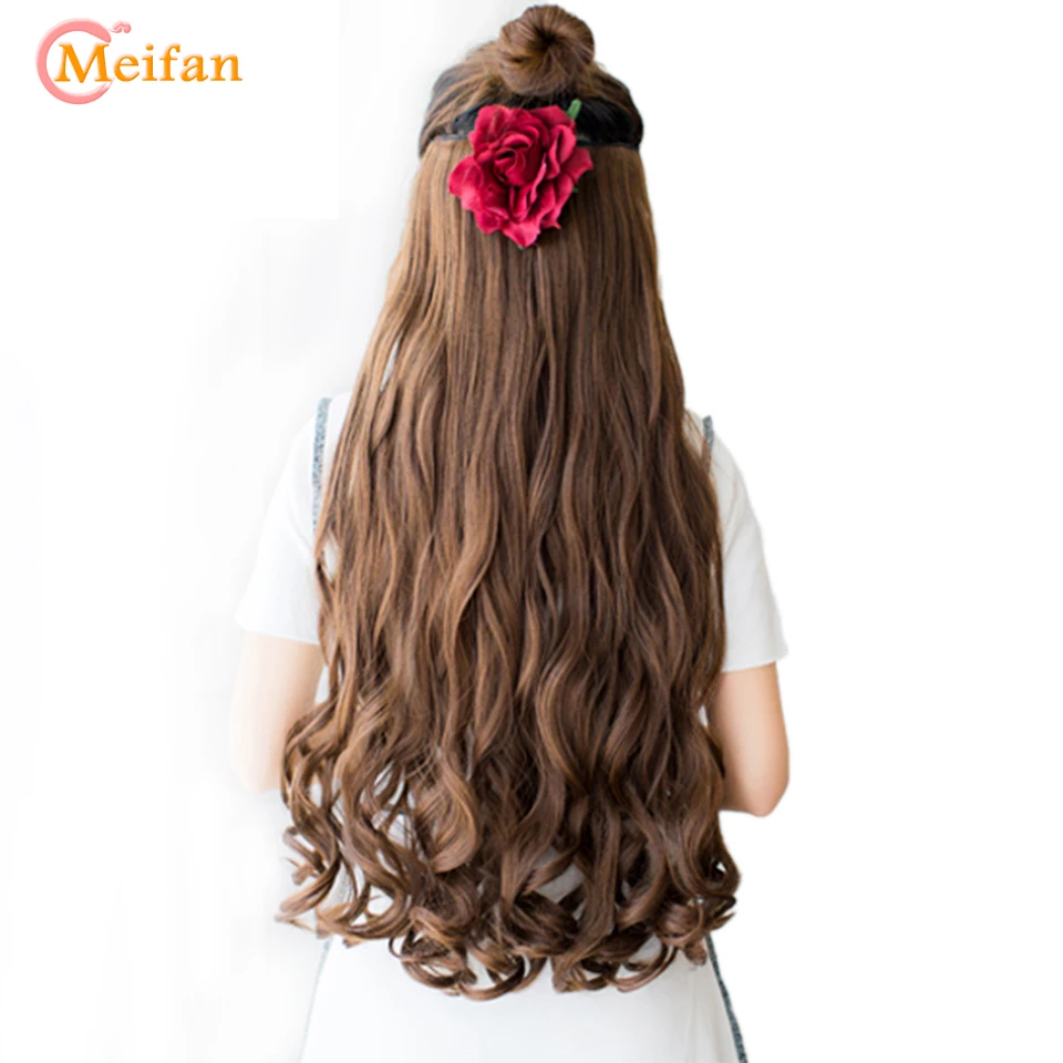 Длинные волнистые кудрявые шиньоны MEIFAN с эффектом омбре, синтетические волосы на заколках для наращивания, термостойкие натуральные черные и синие волосы