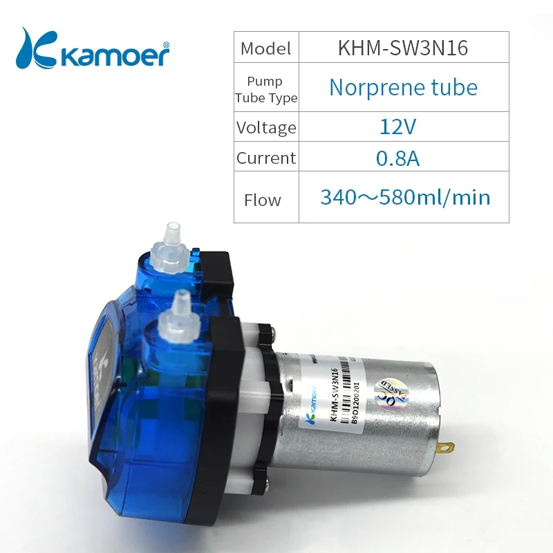 Kamoer KHM 12 V/24 V Перистальтический водяной насос с кремнием/трубка norprene поддержка для самовсасывания - Напряжение: KHM-SW3N16