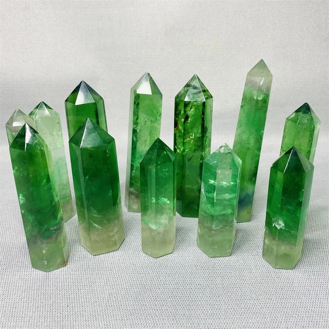 1 Kg Természetes Drágakő Smaragd Fluorit Kincs Kézzel Készített Szobor Hatoldalas Torony Otthoni Dekoráció Ajándék Kristály És Kőgyógyulás - Image 6