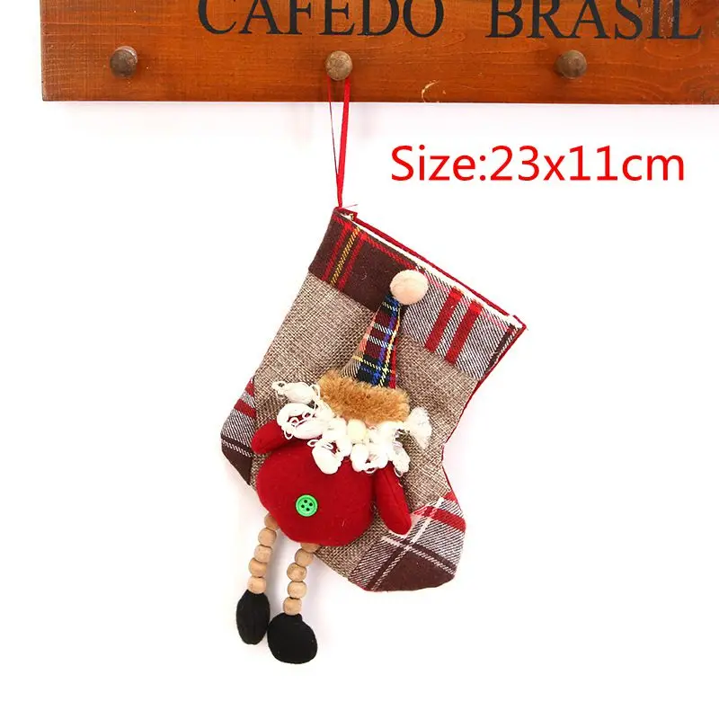 Рождественский чулок Санта Клаус Снеговик носок мешок для конфет Рождество елки украшения Navidad рождественские вечерние украшения дома подарочная сумка - Цвет: 1PCs 23x11cm