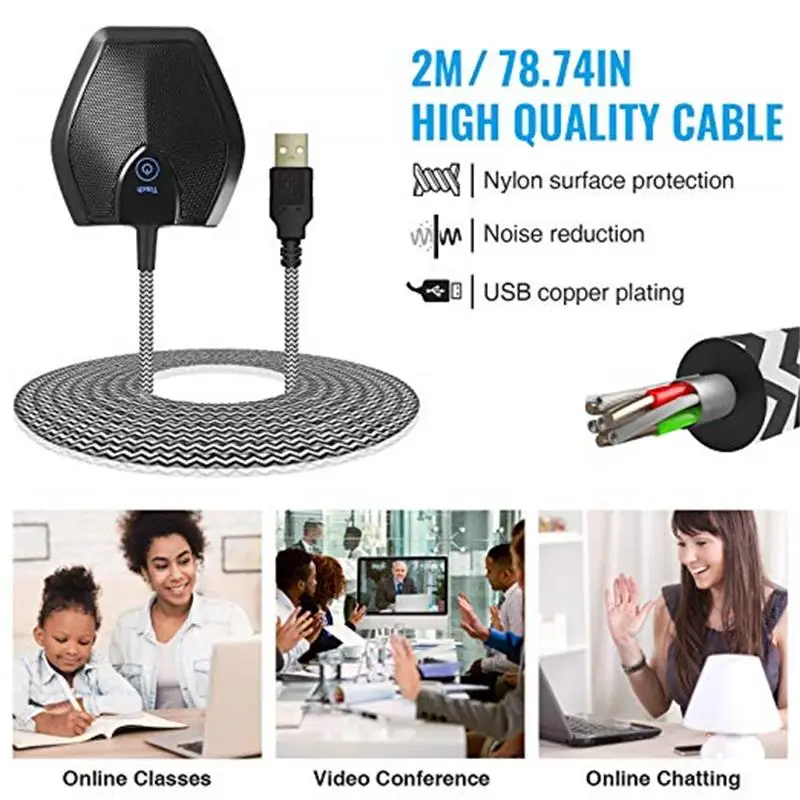 FELYBY USB микрофон конференц-связи для конференц-встречи/общения/дистанции с кнопкой отключения звука Plug And Play компьютерный микрофон