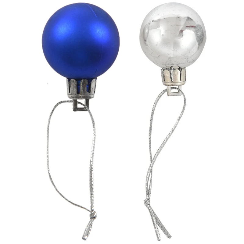48Pcs Chic Christmas Baubles Tree Plain Glitter XMAS Ornament Ball Decoration- 24Pcs Blue& 24PcsSilver