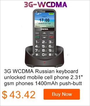 3g WCDMA мобильный телефон с русской клавиатурой 2,31 дюймов gsm 1400 мАч кнопочный SOS FM дешевый разблокированный односимочный мобильный телефон для пожилых людей