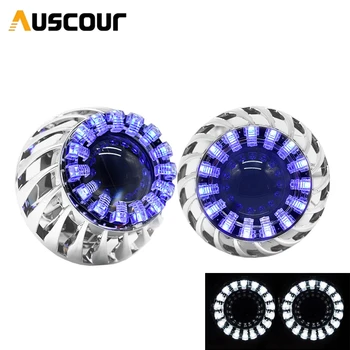 

2.5 inch bixenon projector lens with LED angel eyes white blue 55W H1 hid xenon kit ballast H7 H4 car model modify