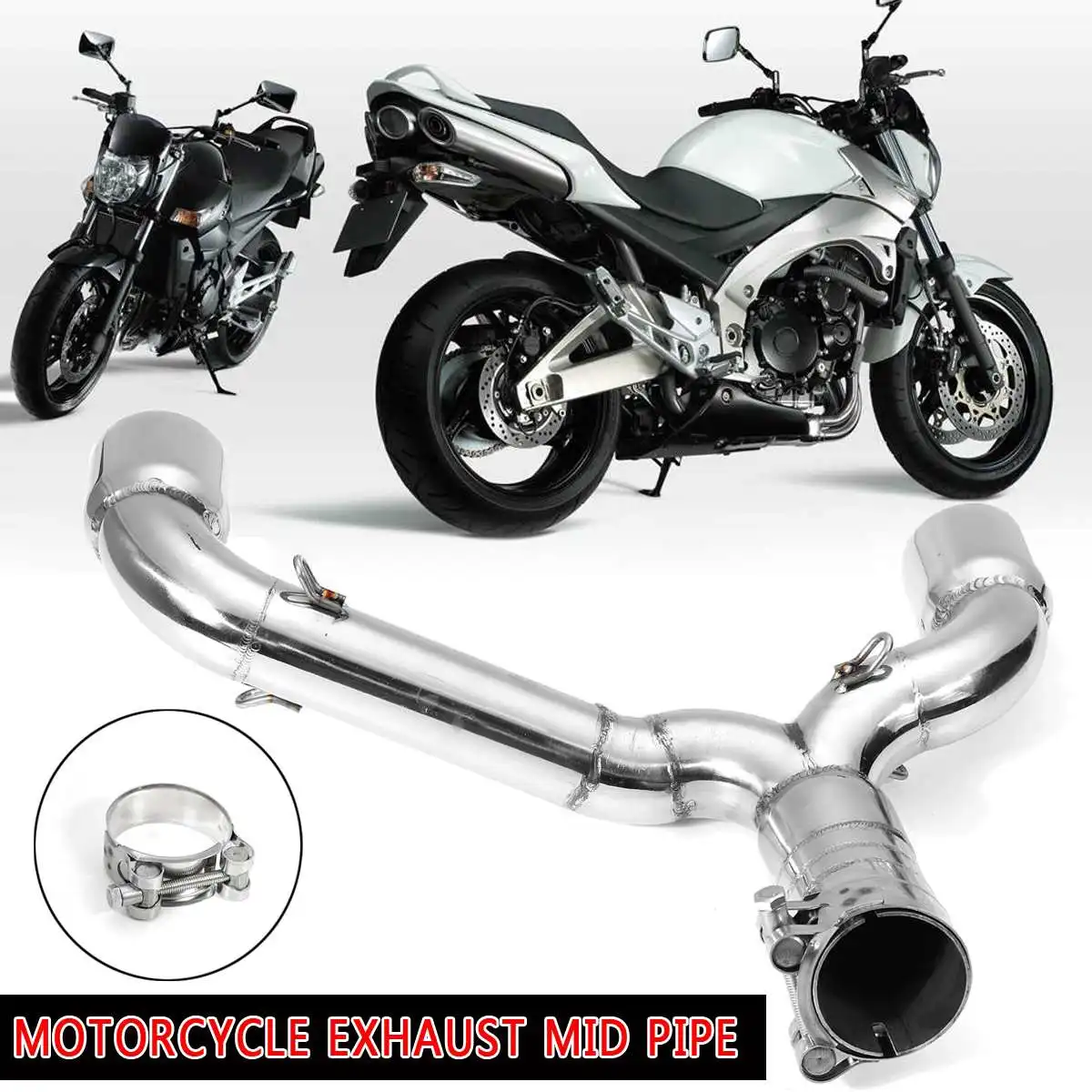 

Hot New Motorcycle Exhaust Stainless Steel Middle Pipe Muffler Link Adapter Silencer For Suzuki GSR400 GSR600 BK400 600