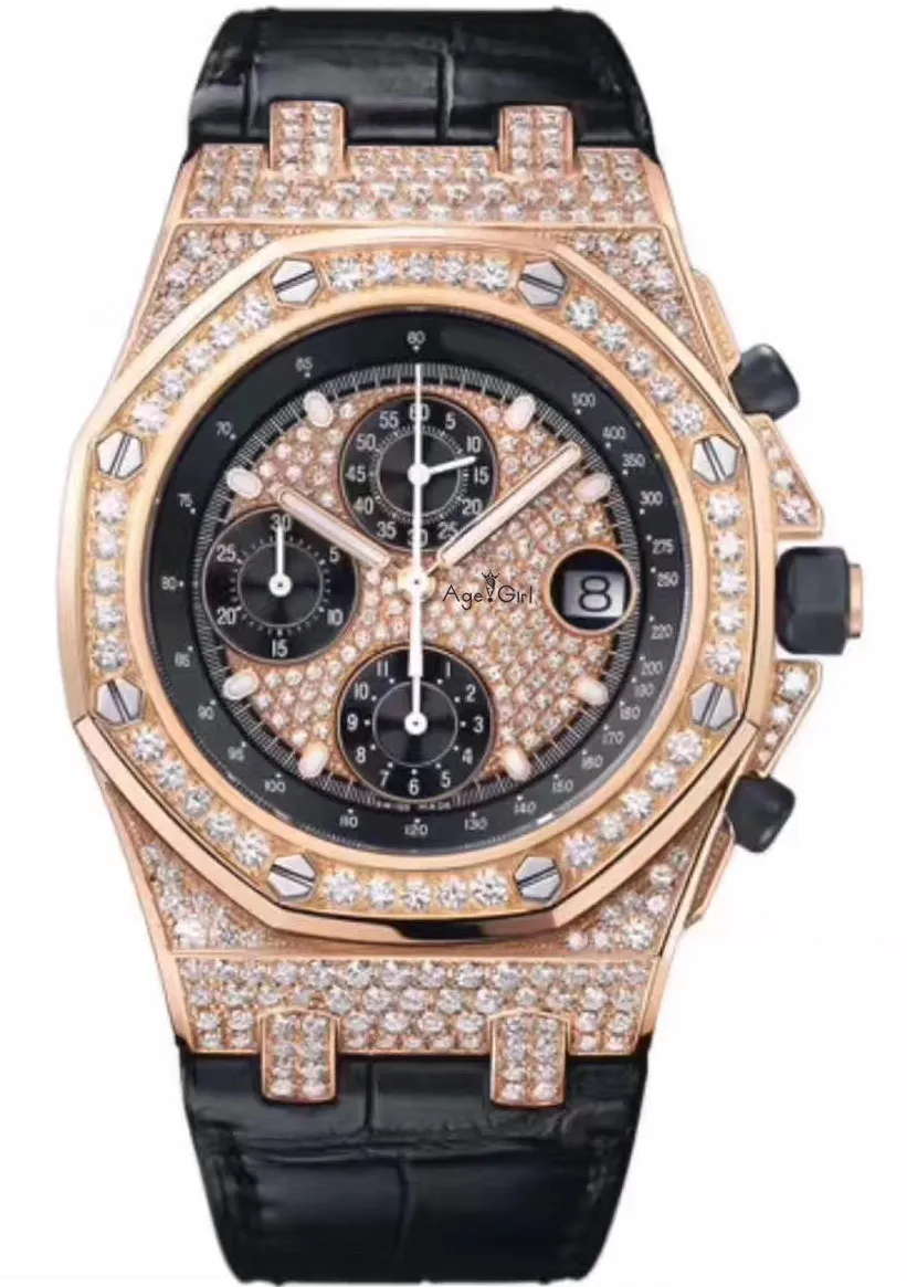 

Luxury Brand New Men Watches Chronograph Sapphire Stainless Steel Yellow Rose Gold Silver Luminous Black Full Iced Diamonds AAA+