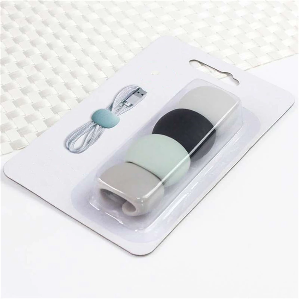 4 шт. силиконовый кабель для сматывания простой круглый зажим USB зарядное устройство держатель стол аккуратный Органайзер провод шнур для рабочего стола кабель фиксированный