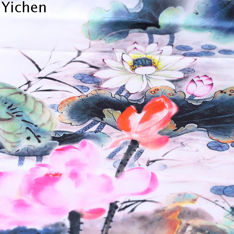 118 см* 108 см с принтом лотоса Эластичный шелковый атлас натуральный шелк тутового шелкопряда одежда платье ткань