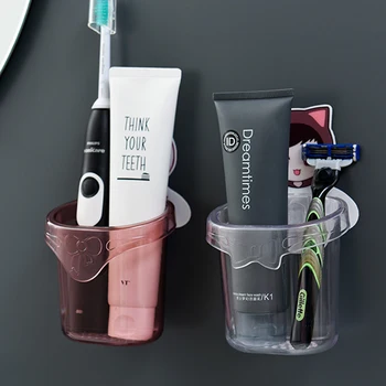 

Free Punch Toothbrush Storage Box Wall Mounted Non Marking Cartoon Girl Toothpaste Toothbrush Storage Rack Bathroom Accessories