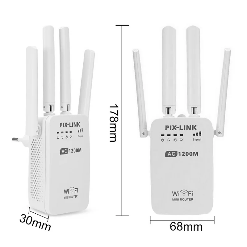 Wi-Fi ретранслятор 1200 Мбит/с 2,4 и 5 ГГц двухдиапазонный интернет 4 антенны Усилитель сигнала с роутером/AP/повторителем клиентского режима