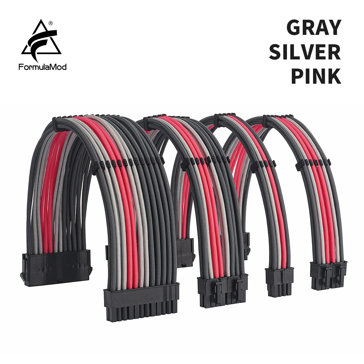 FormulaMod NCK3 Series PSU Extension Cable Kit , Solid Color Cable Mix Combo 300mm ATX24Pin PCI-E8Pin CPU8Pin With Combs  