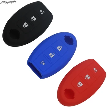 

jingyuqin Remote Car Key Silicone Case Cover Protector For Nissan Maxima Altima Teana Tiida Sylphy Sunny X-Trail 3 Buttons Smart