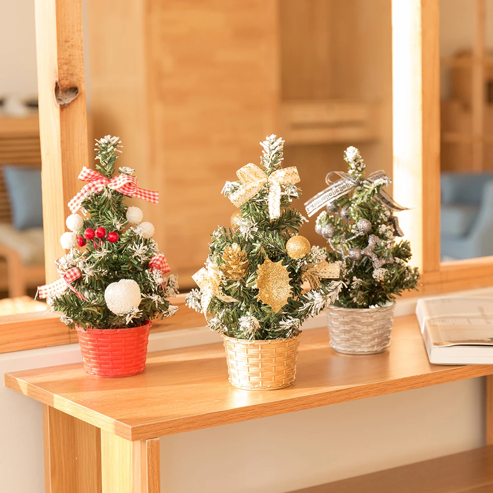 25cm Mini Christmas Tree Home Party New Desk Table Decor Small Party Ornaments Xmas Gift