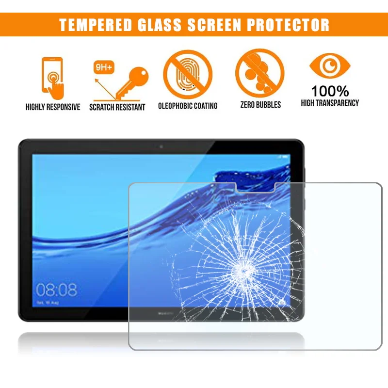 

For Huawei MediaPad T5 10 Full Tablet Tempered Glass 9H Premium Anti-Scratch Anti-fingerprint HD Film Protector Guard Cover