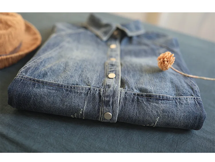 Artistic 19 Autumn New Style Simple Washing Cowboy Single Breasted Loose-Fit Versatile Casual Jeans Coat 6798