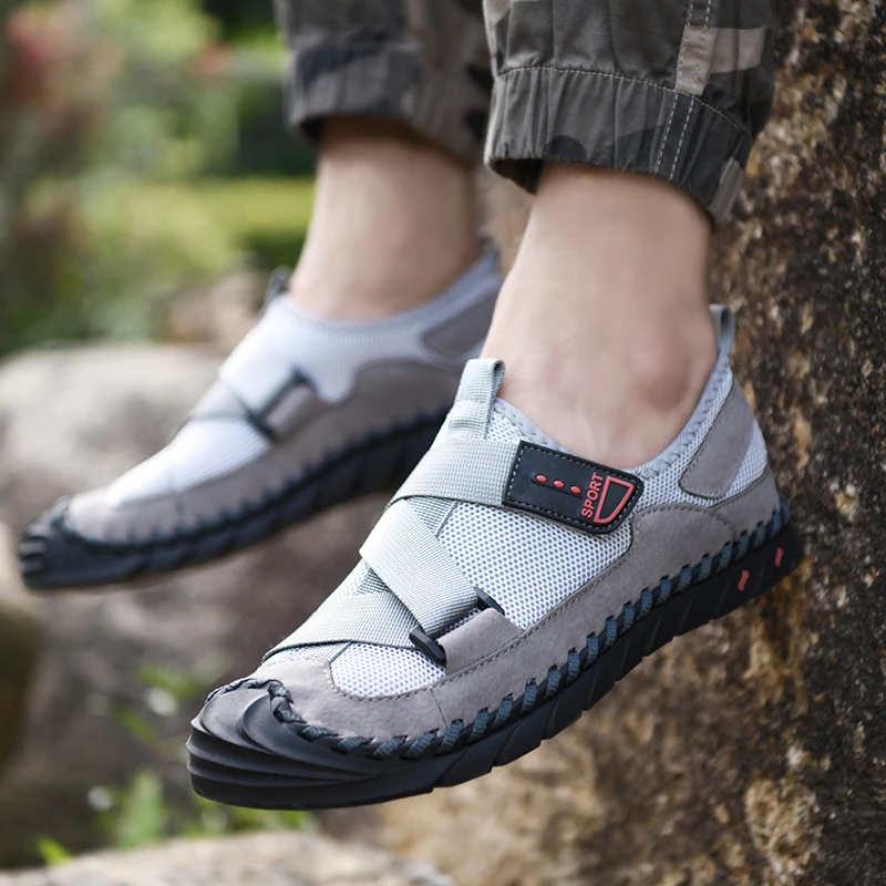 Мужские сандалии Новинка лета 2020 кожаные с мягкой подошвой ручной работы