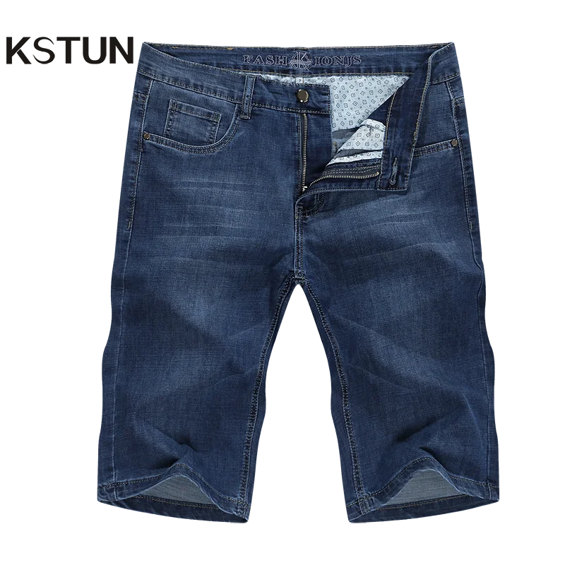 Men's Shorts Jeans Denim Shorts Solid Blue Slim Straight Stretchy Man Jeans Brand 2022 Casual