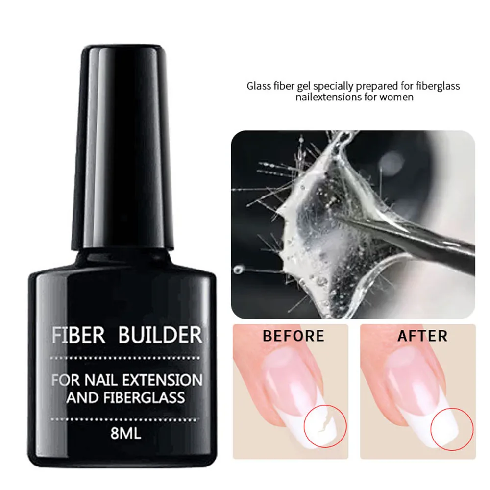 8ml Nail Polish Nail Builder Gel Nail Extension Repair Fiber Liquid Uv