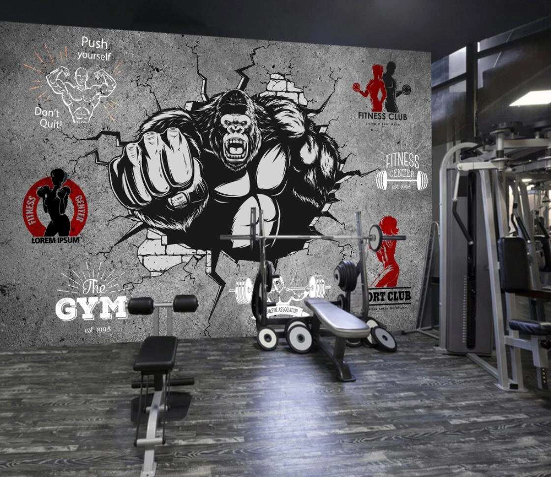Custom Any Size Mural 3D Sports Graffiti Brick Wall Gym Background